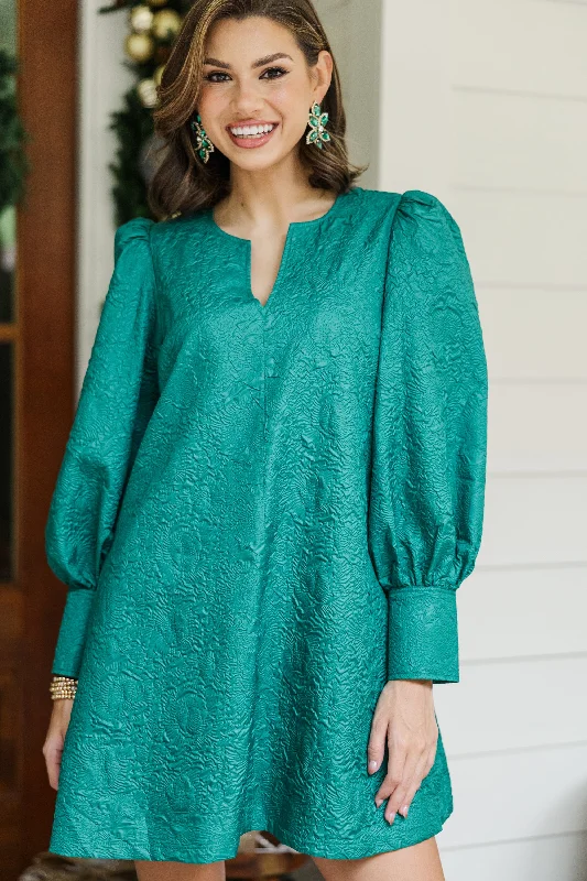 Online Exclusive At A Glance Emerald Textured Dress
