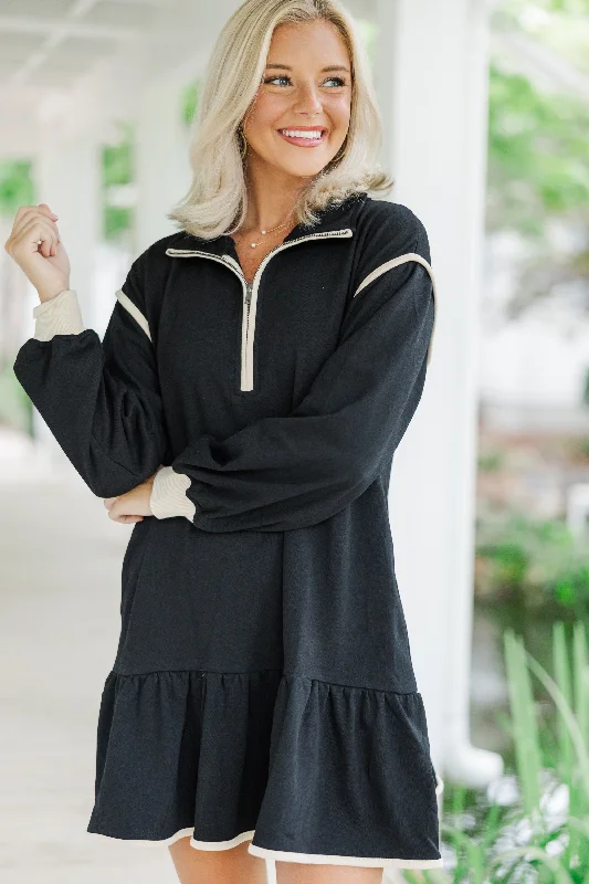 Major Savings Make It Right Black Half Zip Sweatshirt Dress