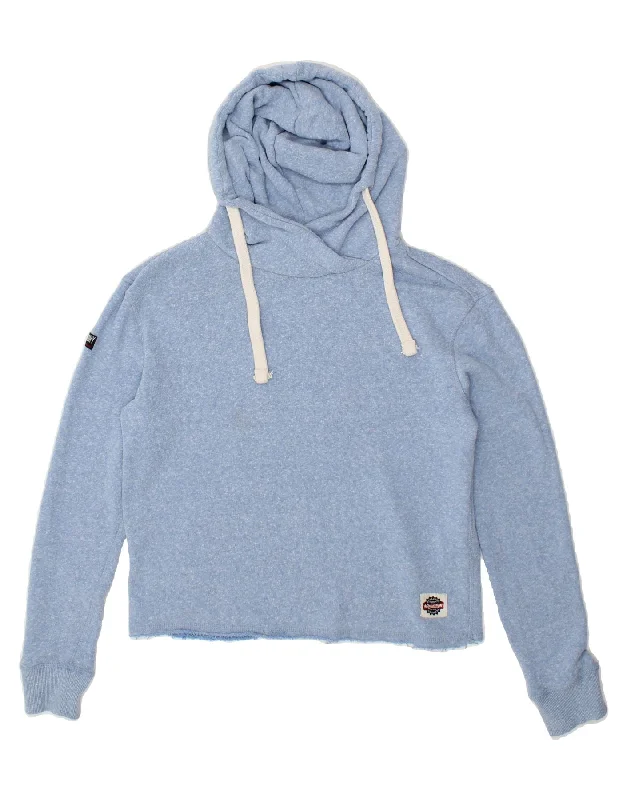 Epic Deals SUPERDRY Womens Hoodie Jumper UK 10 Small Blue Cotton