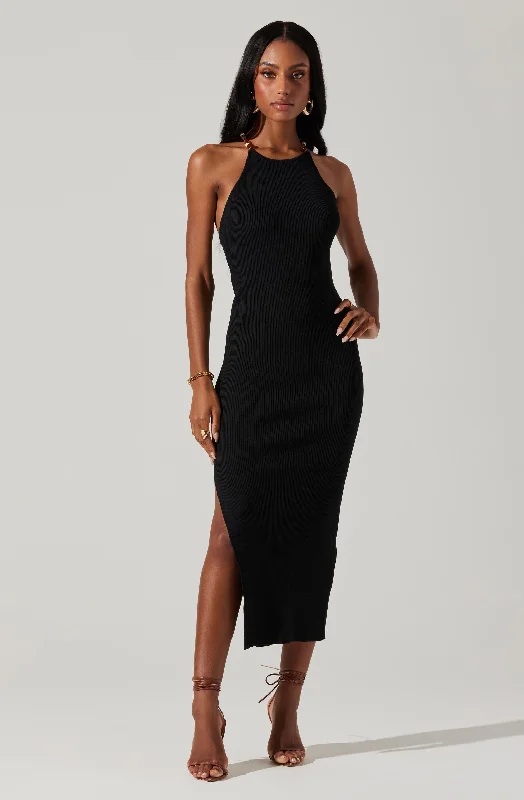Midnight Madness Umiko Beaded Strap Sweater Dress
