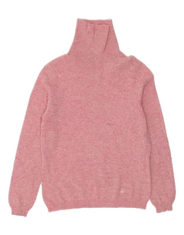 Don't Miss BENETTON Womens Roll Neck Jumper Sweater UK 10 Small Pink