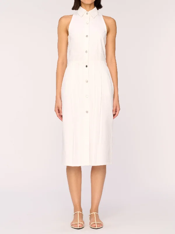 Deep Discounts Daphne Denim Dress Midi | White