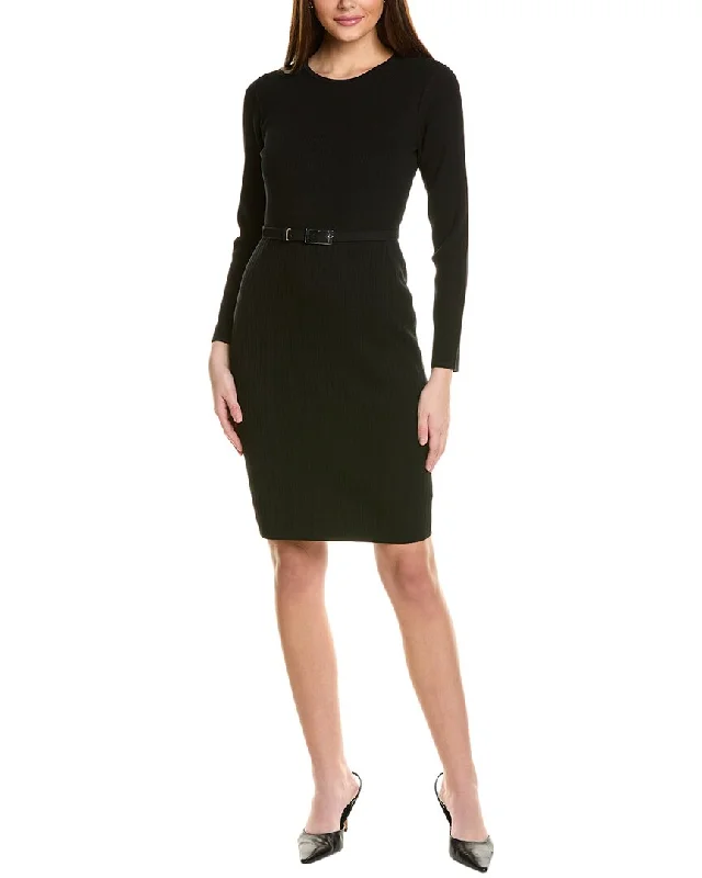 Weekend Deal St. John Mixed Rib Sheath Dress