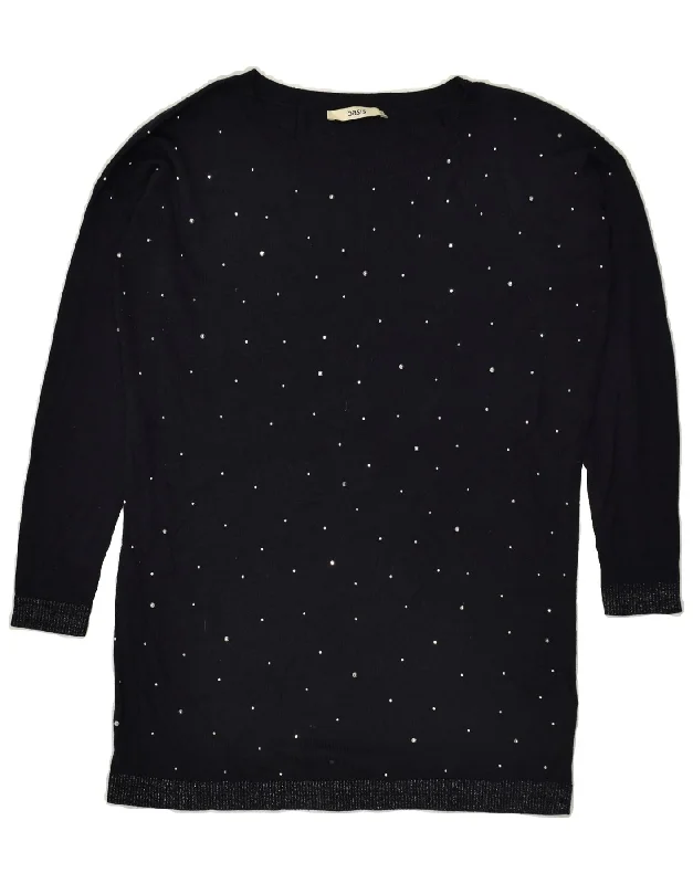 Blowout Sale OASIS Womens Oversized Crew Neck Jumper Sweater UK 10 Small Navy Blue