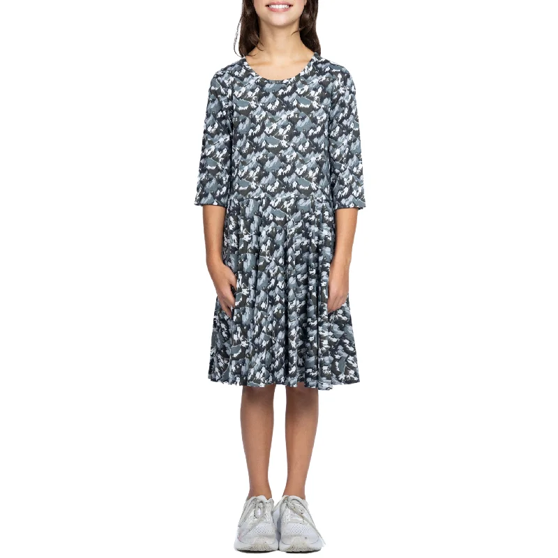 Big Discounts Bears and Mountains 3/4th Sleeves Kids Twirl Dress