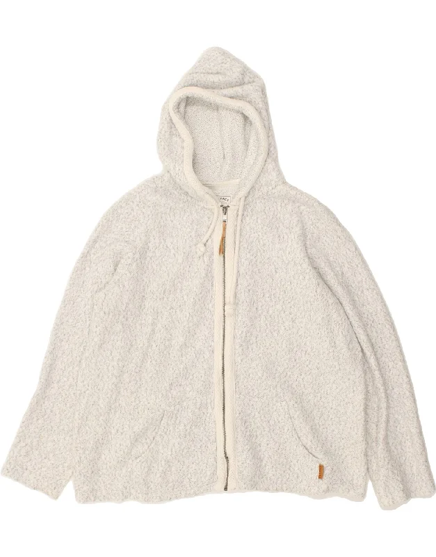 Buy Now FAT FACE Womens Zip Hoodie Sweater UK 14 Large  Grey Flecked Cotton