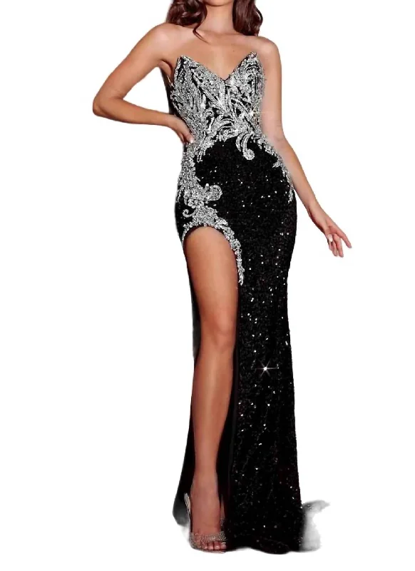 Deal Zone Side Slit Maxi Dress In Black