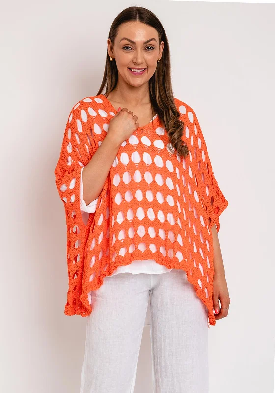 Daily Specials The Serafina Collection One Size Crochet Cape, Orange