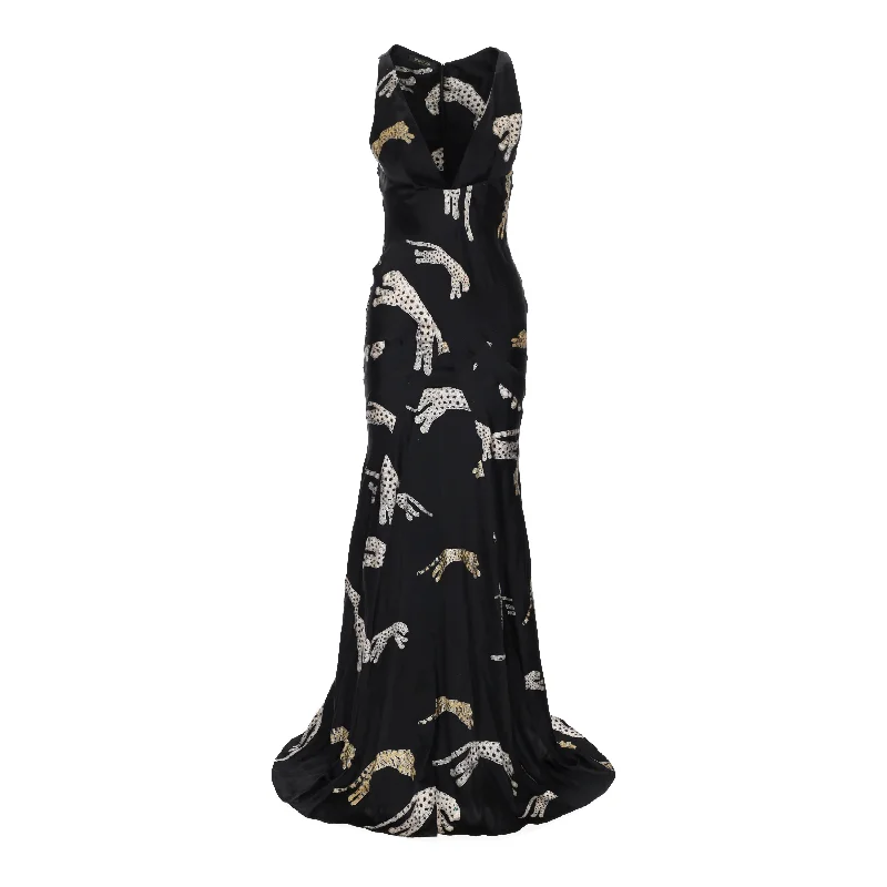 Exclusive Preview Roberto Cavalli Animal Print Silk Maxi Dress - '00s