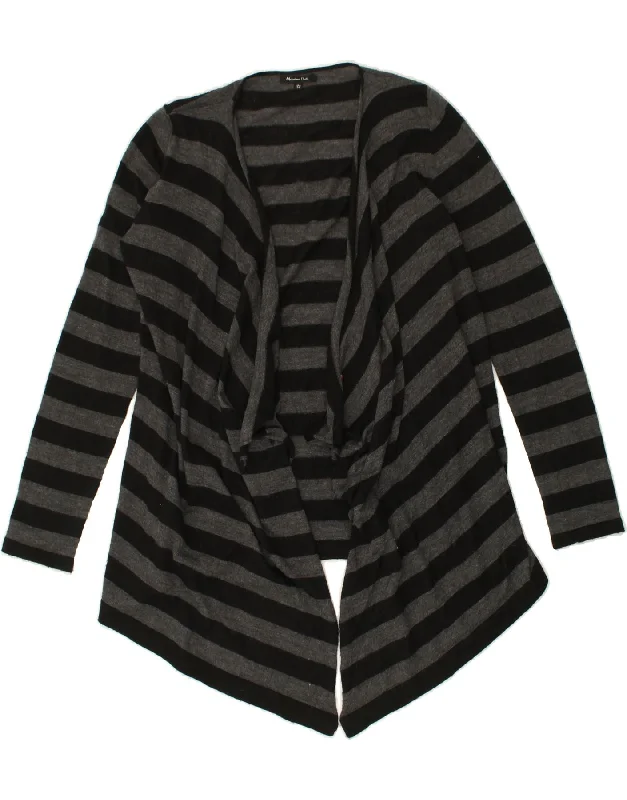 Price Fest MASSIMO DUTTI Womens Open Cardigan Sweater UK 14 Large Grey Striped