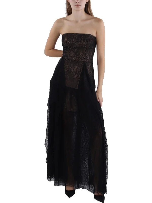 Deep Discounts Womens Full Length Lace Cocktail And Party Dress