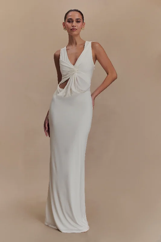 Markdowns Kassidy Peached Jersey Maxi Dress - Ivory