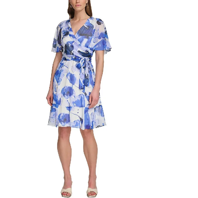 Crazy Deals Womens Surplice Above Knee Fit & Flare Dress