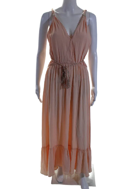 Extra Discounts Forte Forte Womens Stretch Waist V-Neck Sleeveless Maxi Dress Orange