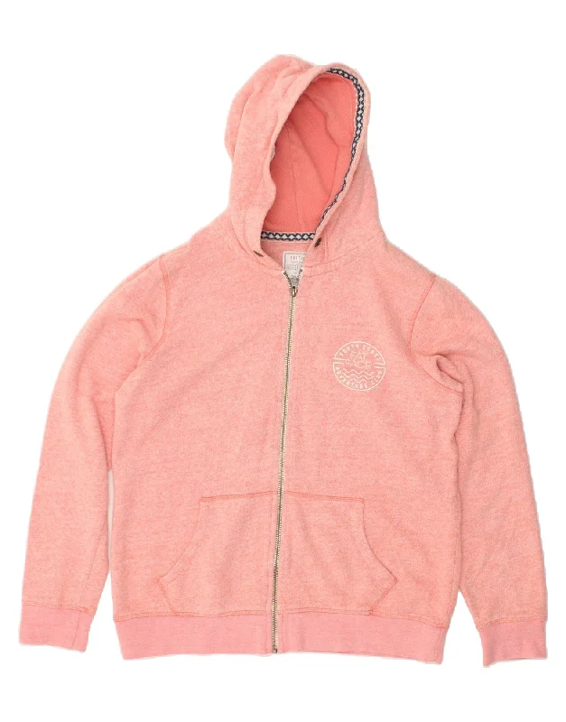 New Deals FAT FACE Womens Zip Hoodie Sweater UK 12 Medium Pink Cotton
