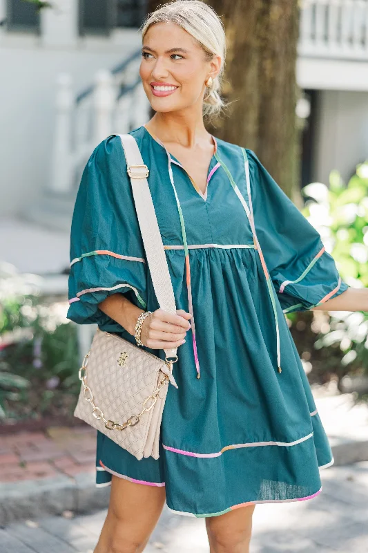 Exclusive Savings Believe In You Pine Green Babydoll Dress