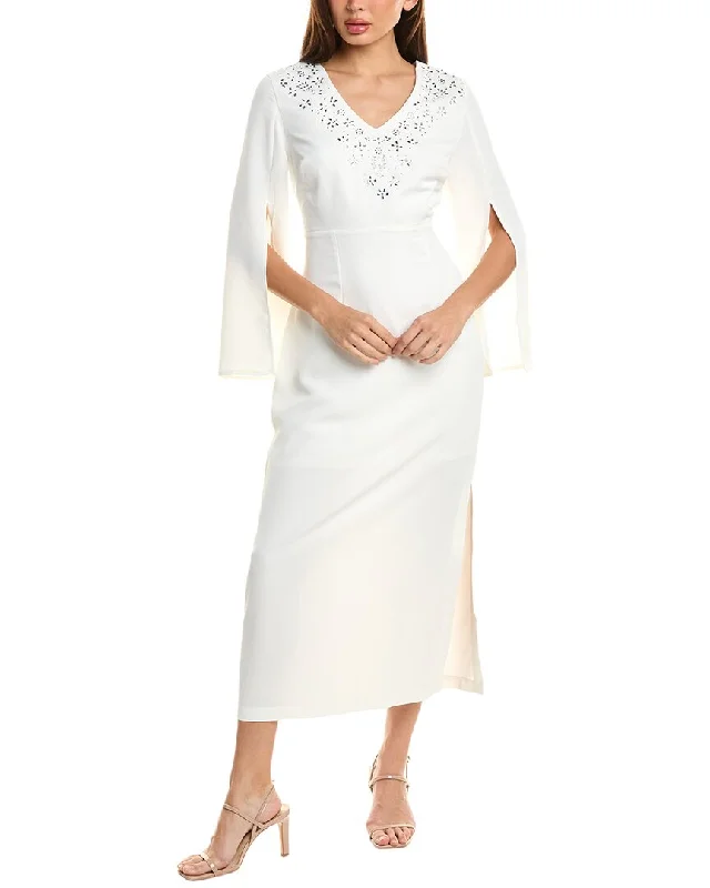 YEAR-End Sale Pascale La Mode Rhinestone Trim Midi Dress