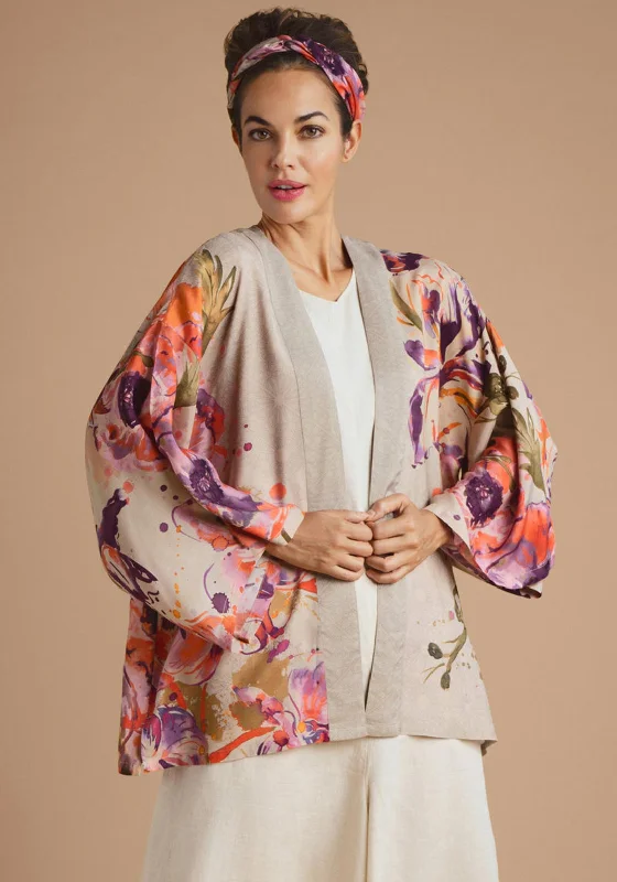 Massive Deals Powder Orchid and Iris Kimono Jacket, Coconut