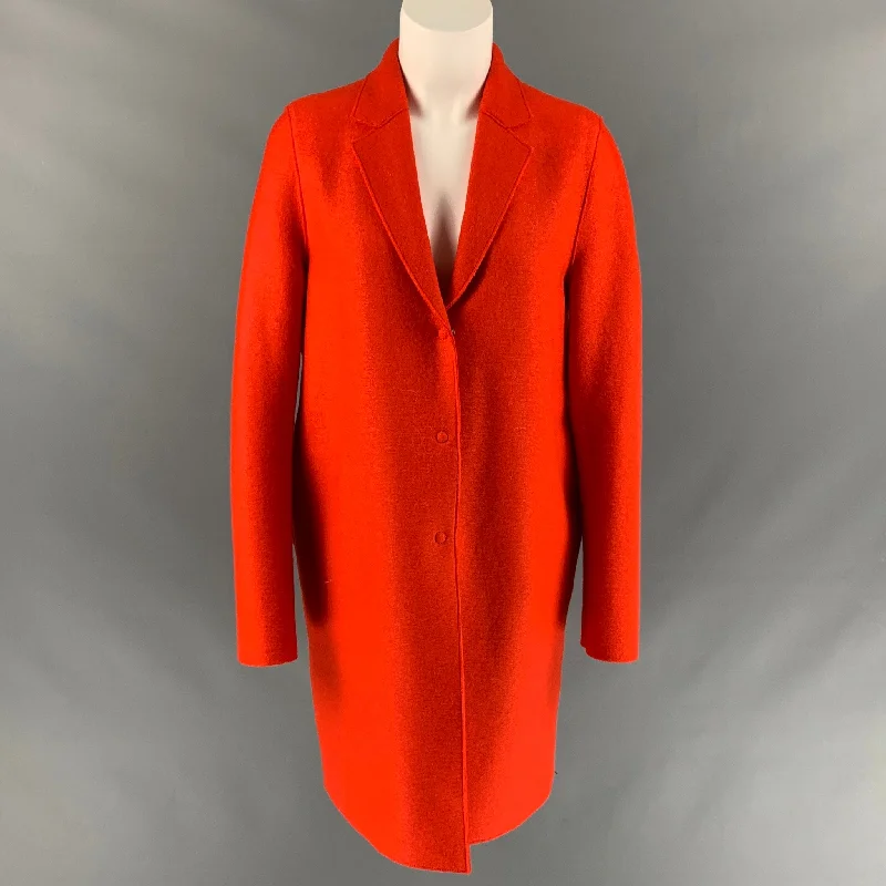 Price Cut HARRIS WHARF LONDON Size 6 Orange Textured Wool Coat