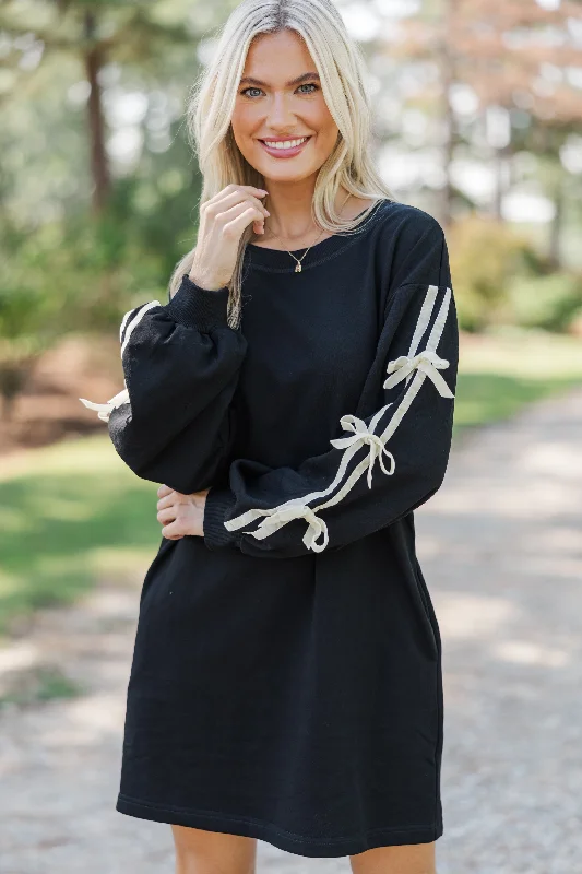 Massive Deals You Know Best Black Bow Detailed Dress