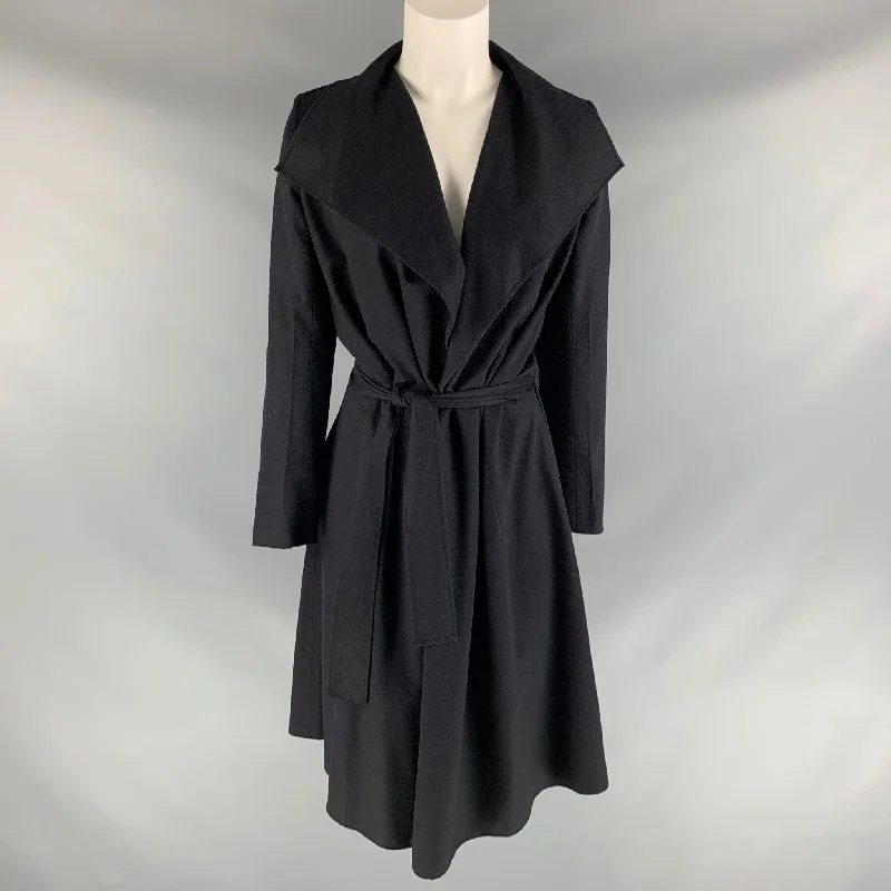Unmissable Offer ORSON+BODIL Size 6 Black Wool Solid Coat