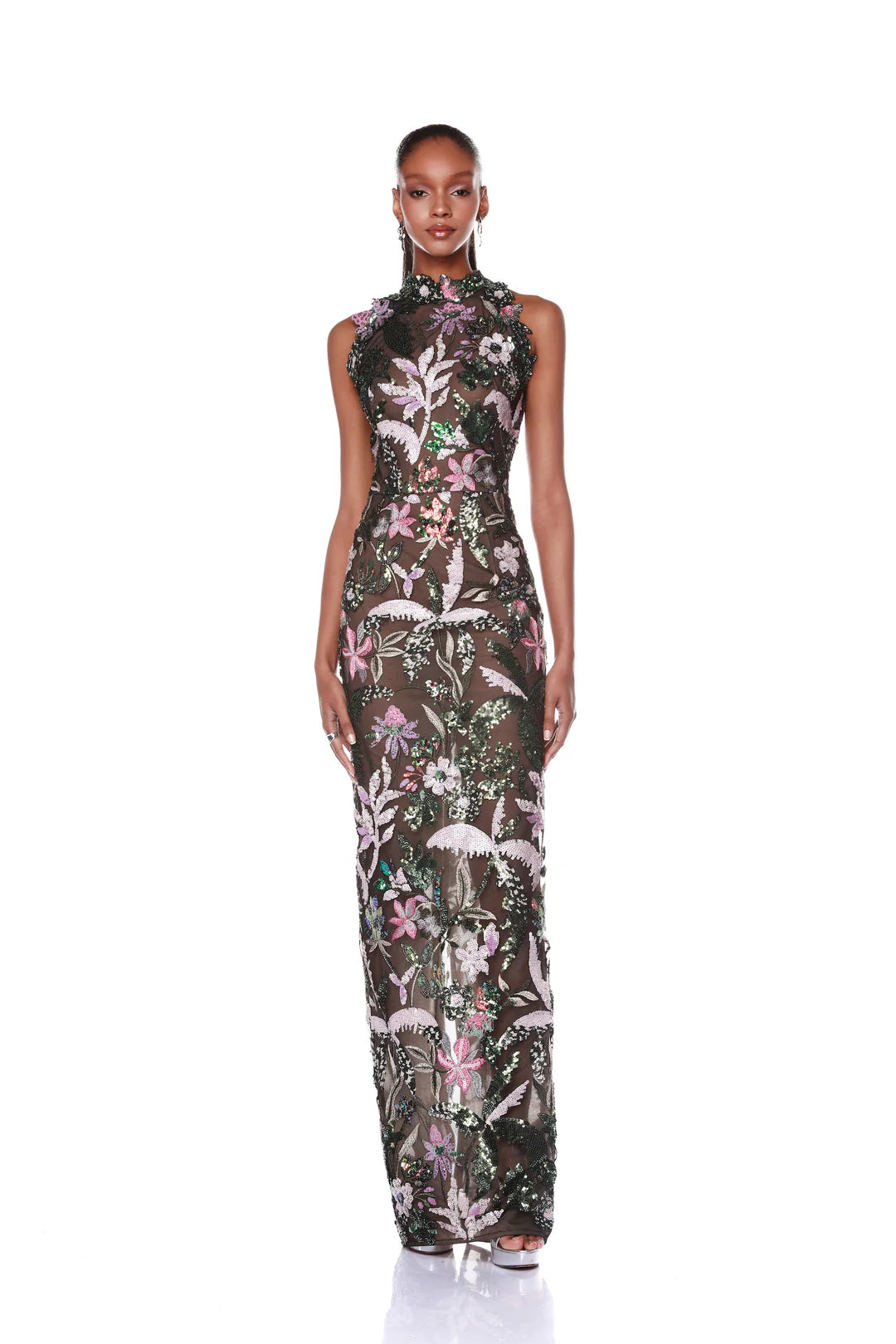 Unbeatable Prices Bronx and Banco - Leona Embroidered Halterneck Gown - Silver Multi