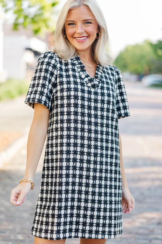 Stock Clearance Get What You Need White & Black Tweed Dress