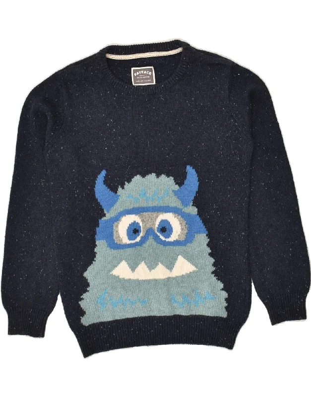 Clearance Event FAT FACE Womens Graphic Crew Neck Jumper Sweater UK 10 Small Navy Blue