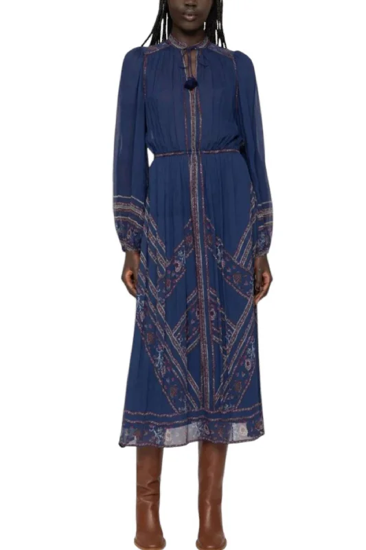 Deal of the Day Valeria Long Sleeve Dress In Navy