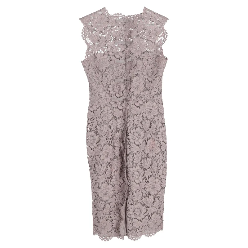 Bargain Bin Valentino Lace Knee Length Dress in Grey Cotton