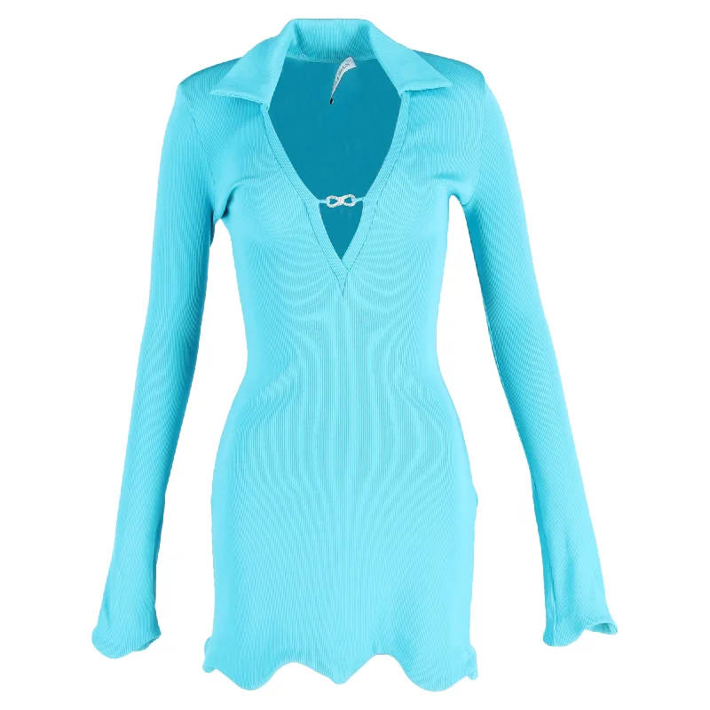 Major Savings Mach & Mach Bow-Embellished Stretch-Jersey Mini Dress in Light Blue Viscose