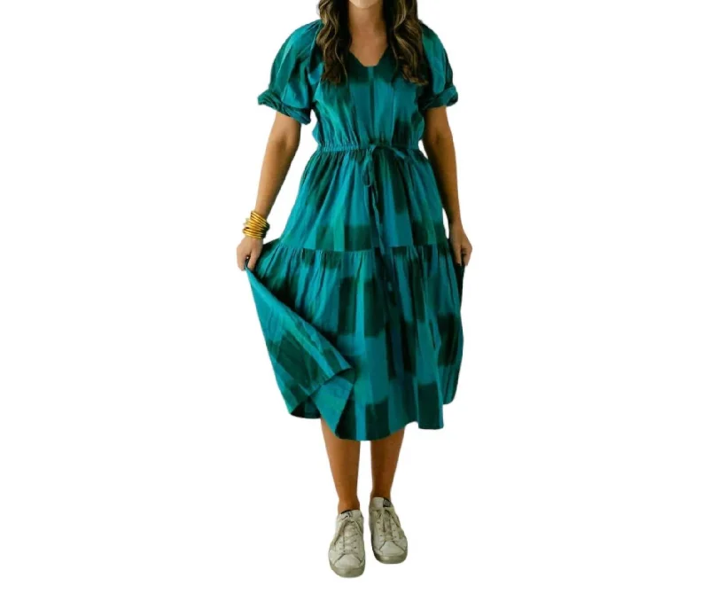 Daily Deals Wyfr St. Barth's Midi Dress In Turquoise Ikat