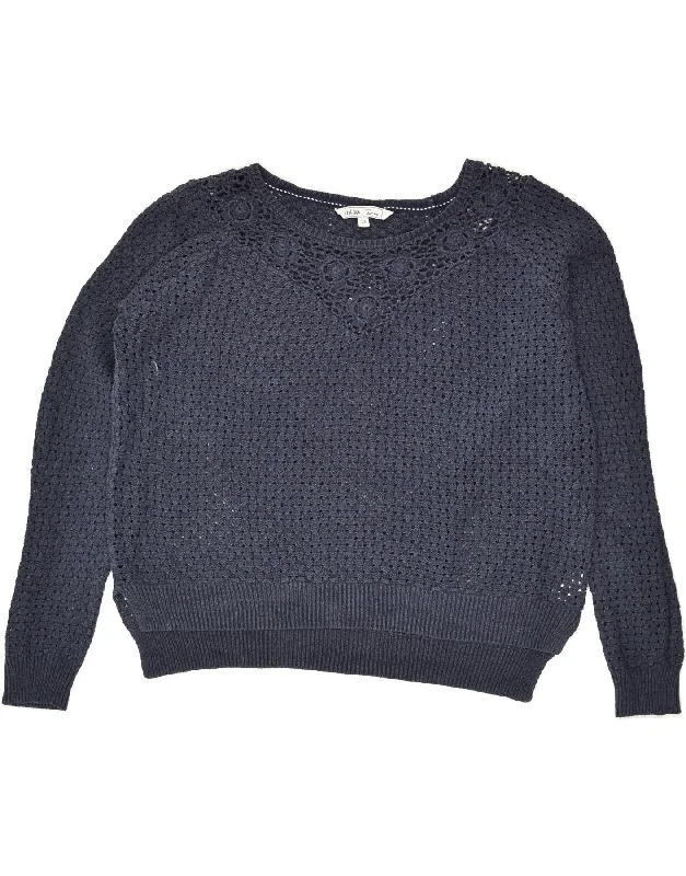Early Access FAT FACE Womens Crew Neck Jumper Sweater UK 18 XL Navy Blue Cotton