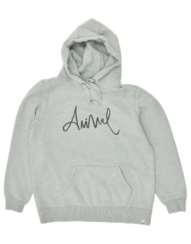 Limited Quantity ANIMAL Womens Graphic Hoodie Jumper Uk 12 Medium Turquoise Cotton