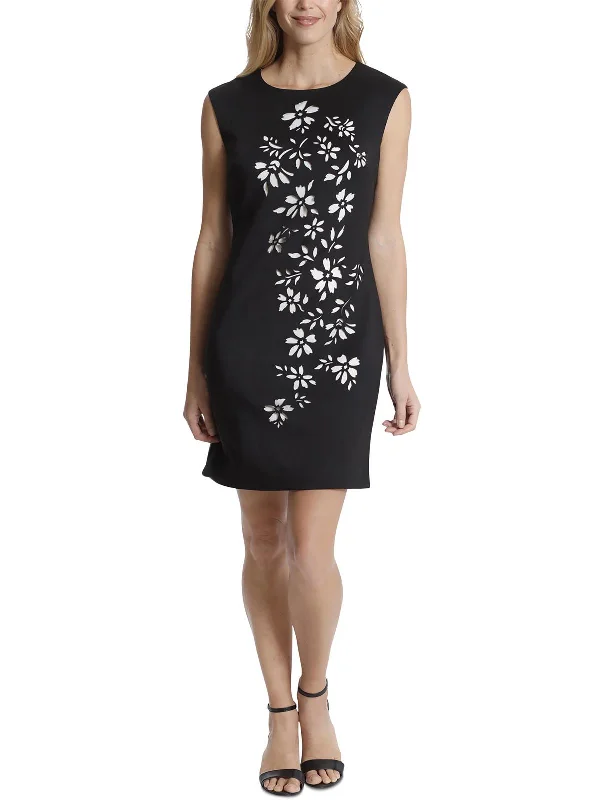 Savings Event Petites Womens Cut Out Mini Sheath Dress