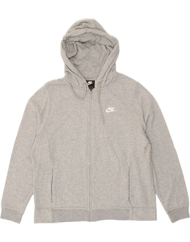 Mega Deal NIKE Womens Loose Fit Zip Hoodie Sweater UK 18 XL Grey Cotton