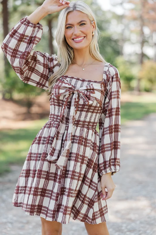 Act Now All That You Love Brown Plaid Dress