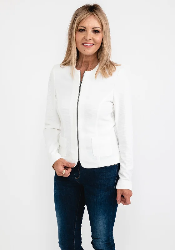 Big Discounts Barbara Lebek Ribbed Zip Short Jacket, White