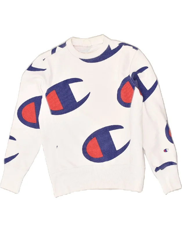Exclusive Savings CHAMPION Womens Loose Fit Graphic Sweatshirt Jumper UK 6 XS White