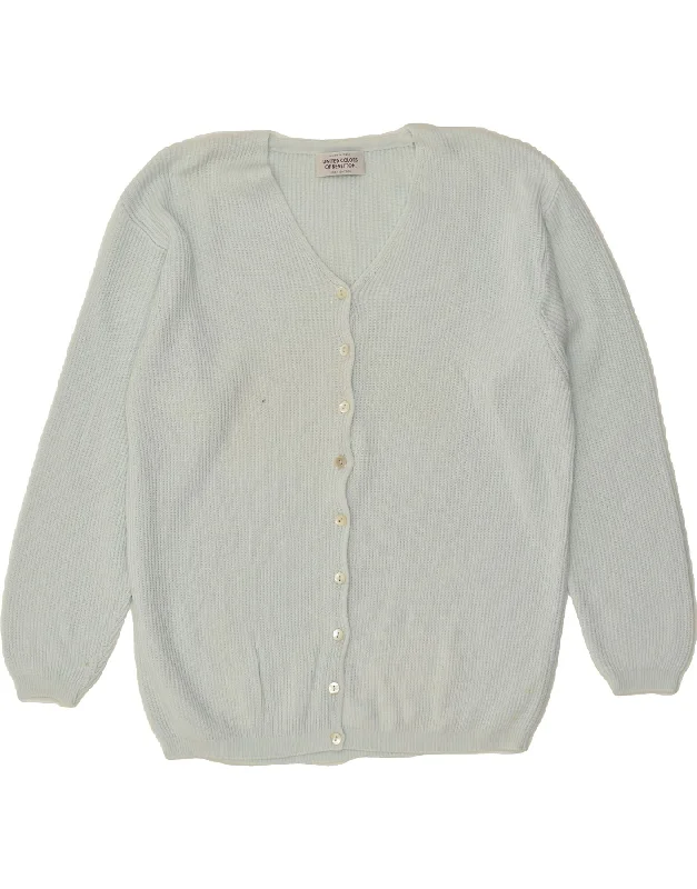 Price Reduction BENETTON Womens Cardigan Sweater UK 14 Medium Blue Cotton