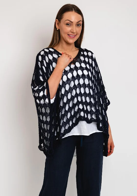Deal of the Week Serafina Collection One Size Crochet Cape, Navy