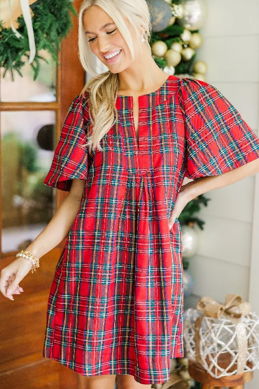 Clearance Event Just A Theory Red Plaid Dress