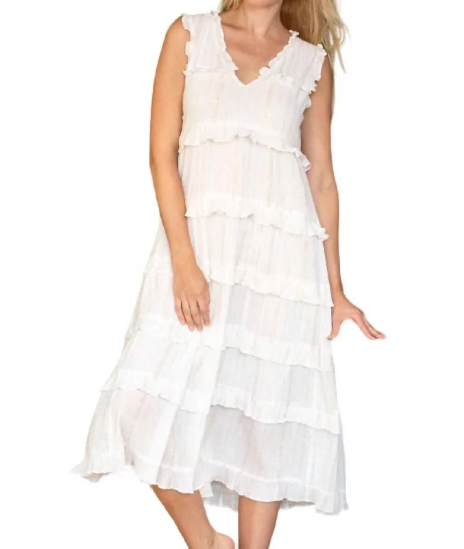 Amazing Deals Karissa Midi Dress In White/gold