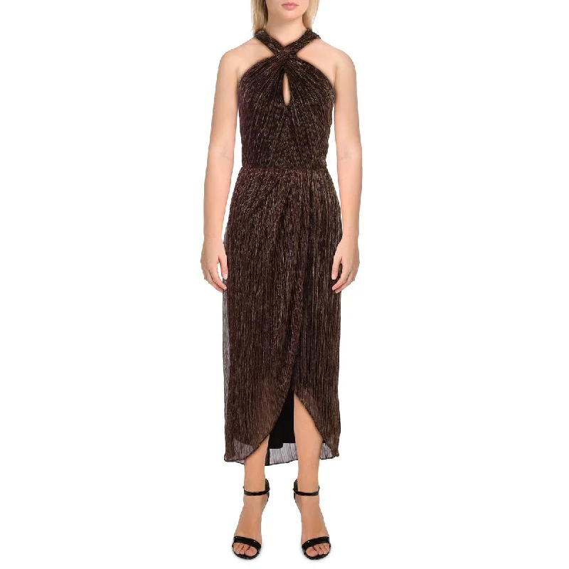 Price Cut Womens Mesh Tea Length Wrap Dress