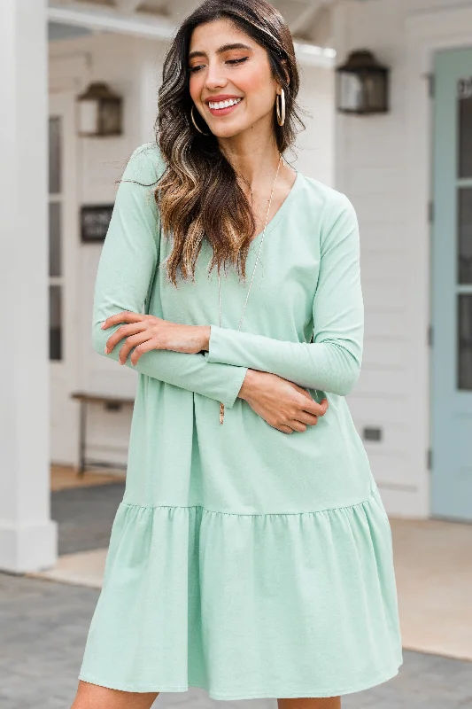 Exclusive Offers From Now On Light Sage Green Tiered Dress