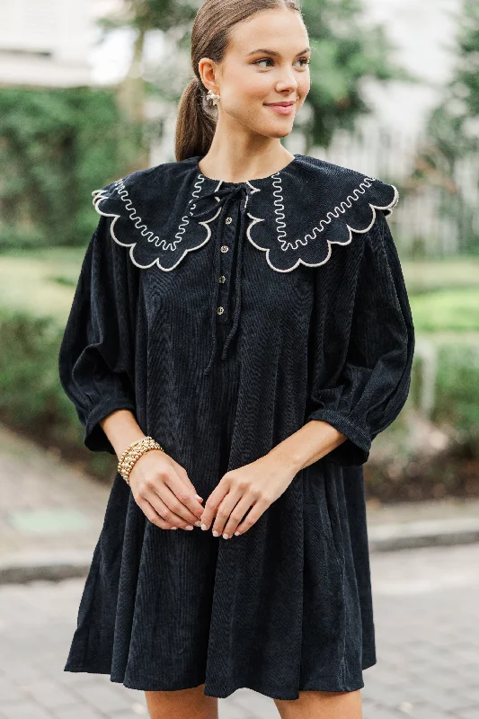 Crazy Savings Sure Thing Black Scalloped Dress