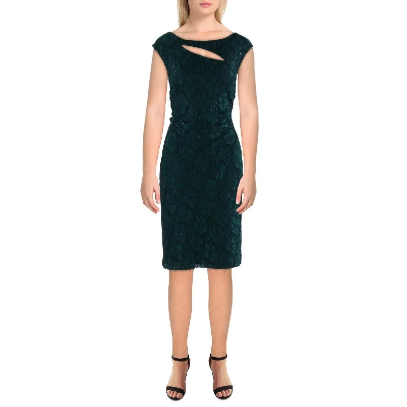 Limited Stock Womens Lace Knee-Length Sheath Dress