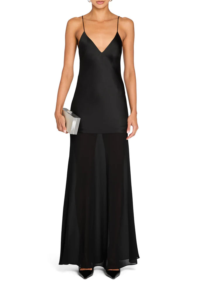 One-DAY Sale SER.O.YA - Vienna Satin Maxi Dress - Black