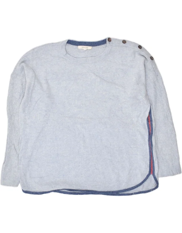 Deal Dash WHITE STUFF Womens 3/4 Sleeve Crew Neck Jumper Sweater UK 12 Medium Blue