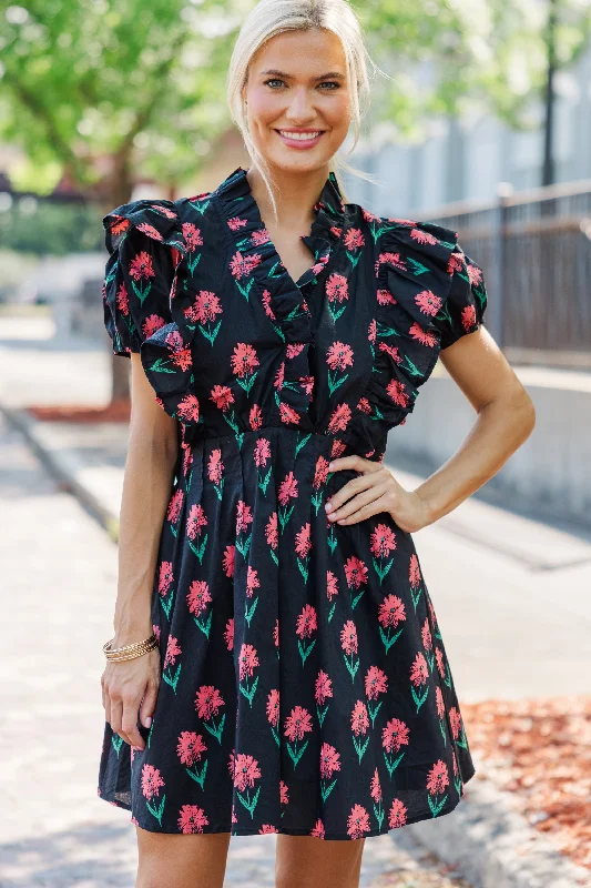 Last Chance Now Or Never Black Floral Dress